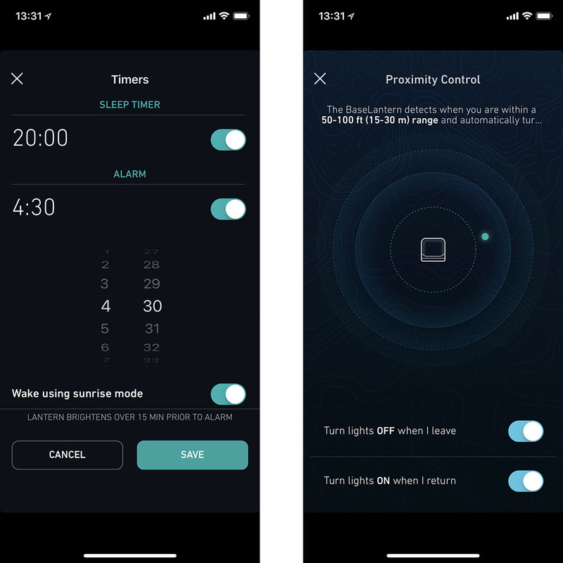 スリープタイマーや起床時のライトアラーム、ユーザーとの距離による点灯・消灯（スマートデバイスが近づくと点灯・遠のくと消灯が自動的に切り替わる）なども行えます。各BaseLanternにわかりやすく名前を付けることも可能。英語表記ですが、比較的にわかりやすいアプリ・チュートリアルも実用的です。
