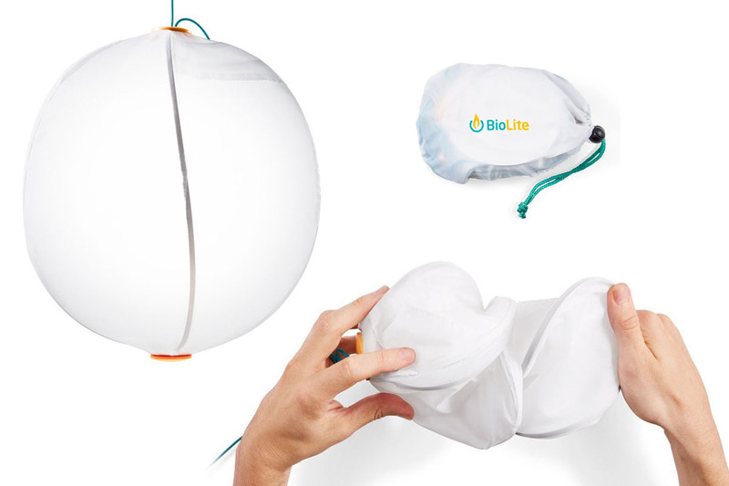 BioLite「SightLight XL（サイトライト XL）」。内部にLEDランプがあるソフトなシェードで、コンパクトに折り畳めます。