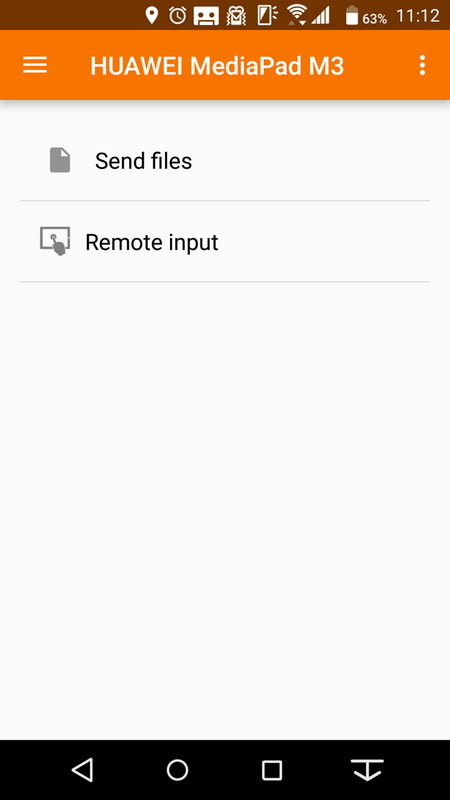 スマートフォン側の画面でタブレットに対してファイル送信やリモート操作も可能になる