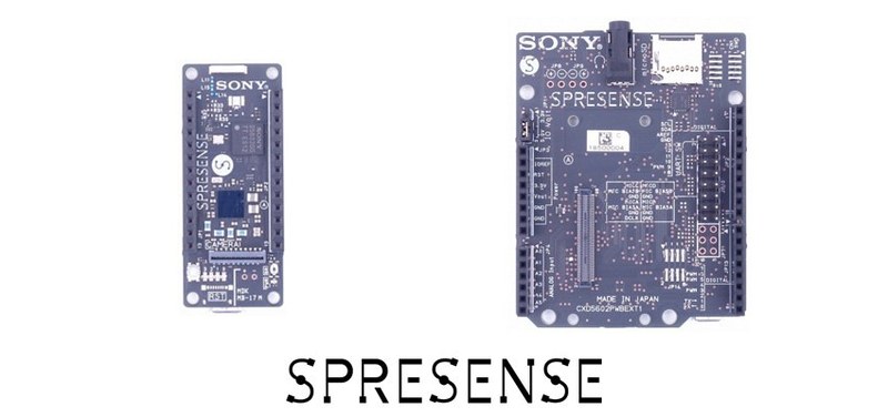 SPRESENSE メインボード「CXD5602PWBMAIN1」（左）、拡張ボード「CXD5602PWBEXT1」（右）
