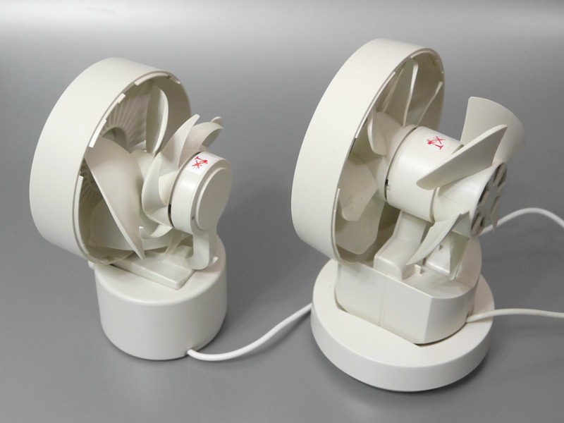 前後2つの反転ファンを搭載するのは従来モデルと同様だが、かなりコンパクト化されている。風の直進性も従来に近い