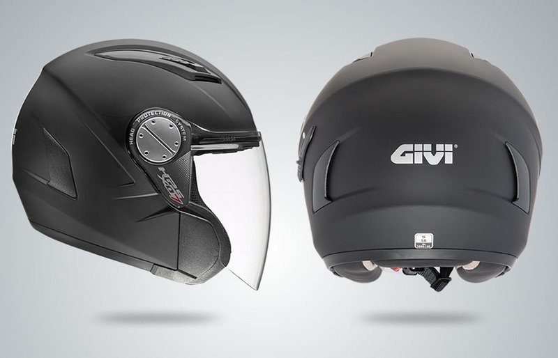 GIVI「HPS X.07」。約7年前に買いました。購入理由は「自分の頭のサイズに合うインナーバイザー内蔵ヘルメットがコレしかなかった」から。以前は現在ほどインナーバイザー内蔵ヘルメットが多くなかったんですね。このヘルメットは、インナーバイザーの使い勝手はいいんですが、つくりが微妙にチャチで、風切り音も大きめで、クリアのシールド越しに明るい光源を見ると七色に滲む（夜間に目立つ）など、国産ヘルメットと比べちゃうとかな～り見劣りするものです。でもインナーバイザーは超便利なので、現在も「ちょっとそこまで出掛ける」ようなときに使っています。