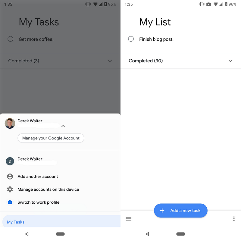 アカウントの切り替え
