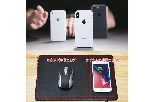 マウスパッドエリアと充電エリア