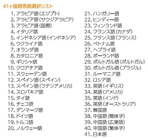 対応する言語