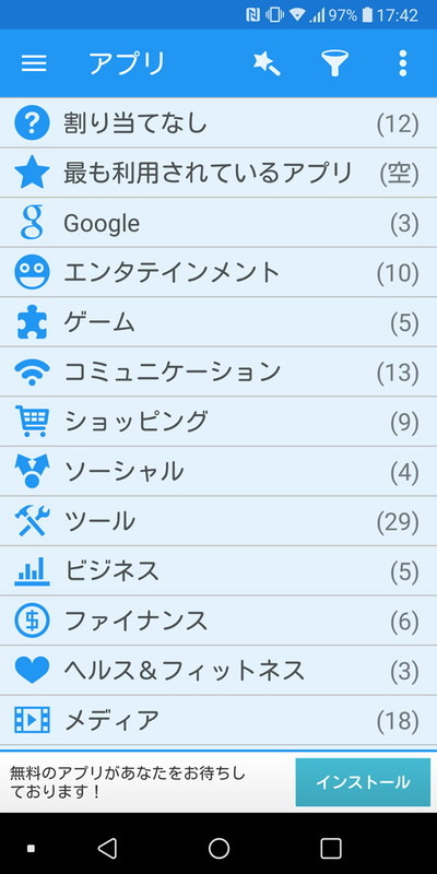 19のカテゴリーに分類される