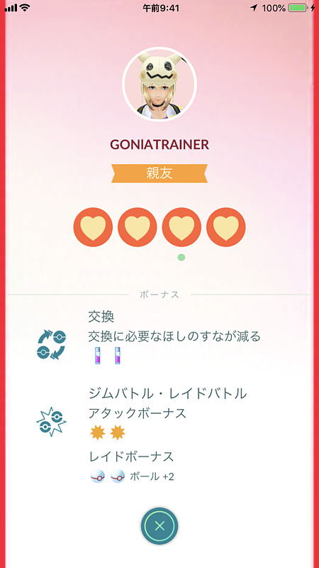 仲良し度「親友」の特典