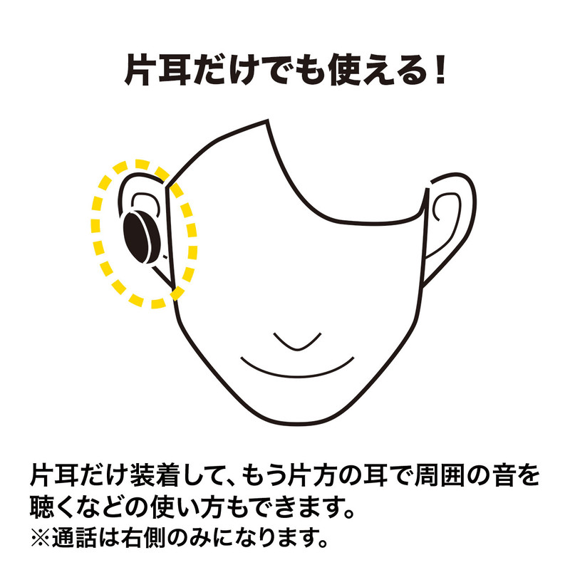 右耳だけ装着してハンズフリー通話にも対応