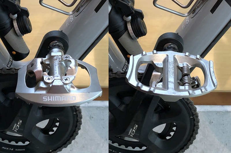 「片面SPD/片面フラット」タイプのSPDペダルのひとつ、シマノ「PD-A530」（<a href="https://bike.shimano.com/ja-JP/product/component/tiagra-4700/PD-A530.html" class="strong bn" target="_blank">公式ページ</a>）。ほかにも片面SPD/片面フラットタイプはイロイロあります。