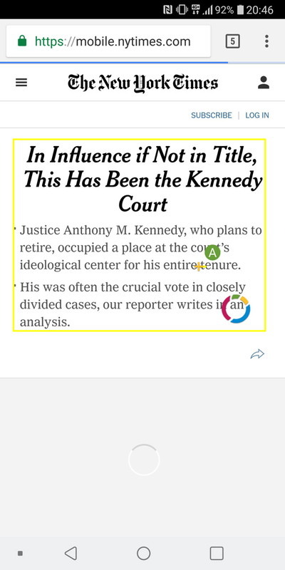 フローティングアイコンをテキスト上にドラッグして、「A」と表示されたら指を離す