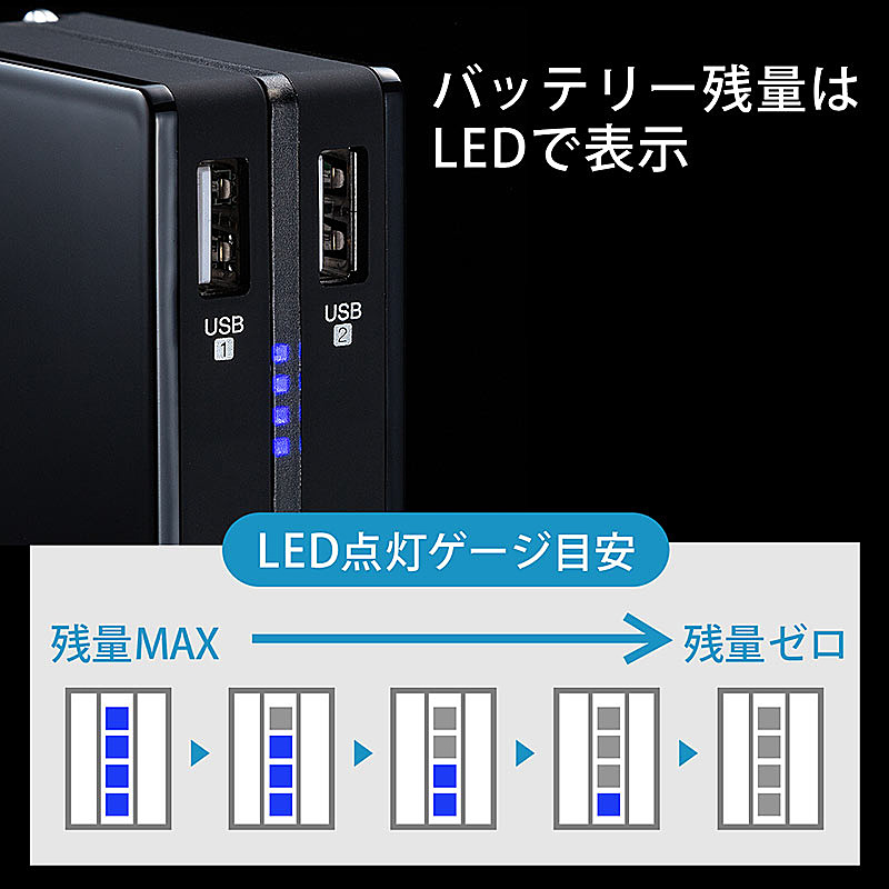 本体を振るとバッテリー残量が確認できる