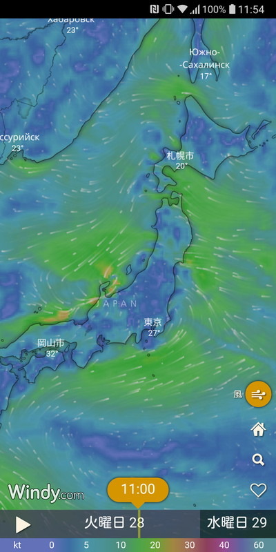 日本列島周辺の風の流れを見てみる