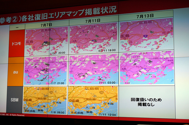 西日本豪雨における他社とのサービスエリアの比較