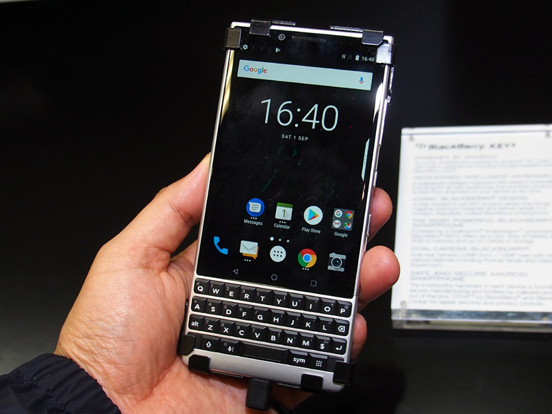 日本での発売が決定した「BlackBerry KEY2」も展示されていた