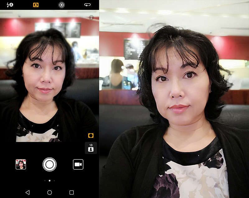 Mate 10 Proのインカメラの画面と撮影した写真