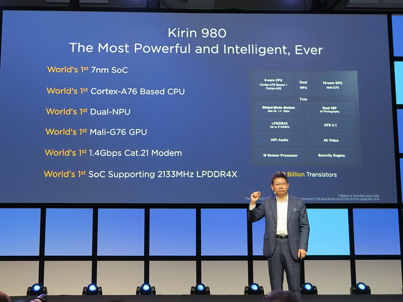 基調講演ではファーウェイのConsumer＆BusinessグループCEOのリチャード・ユー氏が登壇し、Kirin 980を発表