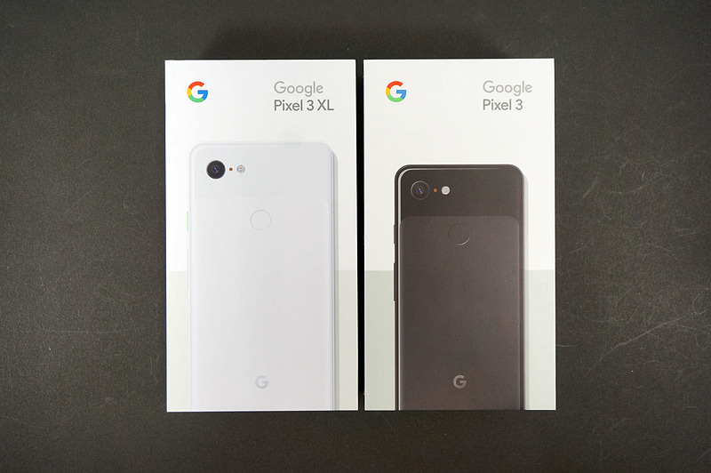 「Pixel 3」「Pixel 3 XL」の箱です。サイズが同じ