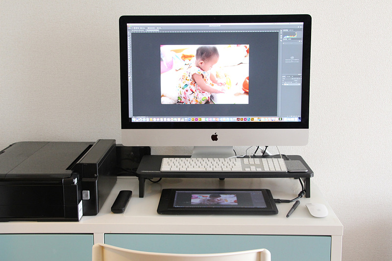 Unitap上にキーボード、下にペンタブの布陣。実はキーボードを上に乗せても使いやすい