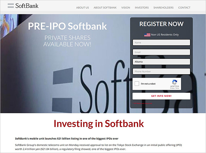 フィッシングサイトの例