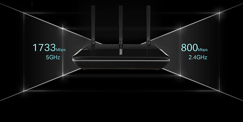 5GHz帯で1733Mbps/2.4GHz帯で800Mbps