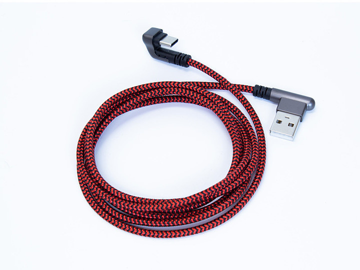 Type-C L字型 充電ケーブル 赤 (1.5m) DN-915532