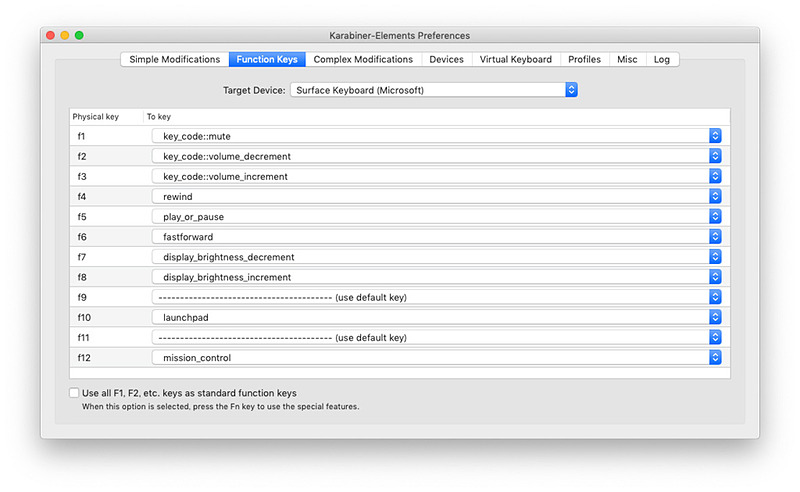 本来Windows用のキーボードなので、キーバインドのカスタマイズ用に「Karabiner」を使っている