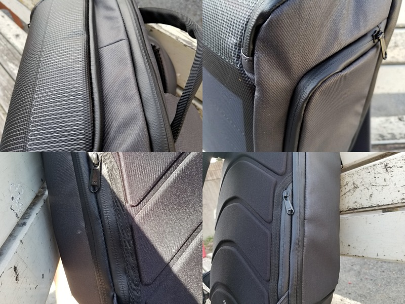 YKK製の止水ファスナー。少しの雨ぐらいなら問題なさそう