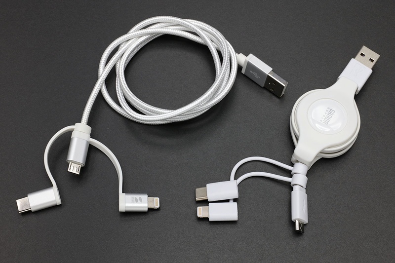 microUSBで充電できるリチウムポリマー二次電池各種、Lightning端子/USB Type-C端子/microUSB端子を持つ3WAYケーブル、薄型モバイルバッテリーなどをレビューしました。