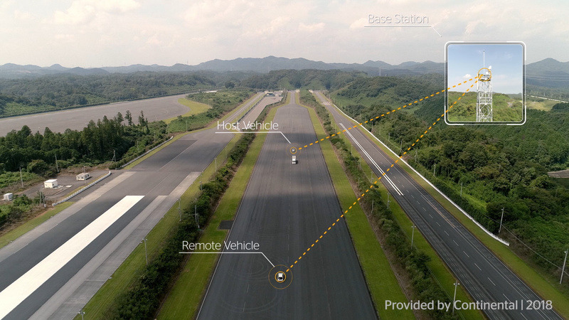 基地局を介するV2Nでドライバーに事前通知される追い越し禁止の警告