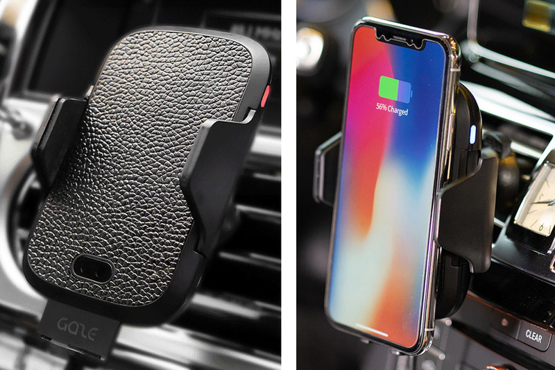 ロア・インターナショナルのGAZE（ゲイズ）ブランド新製品「GAZEON for CAR 自動ホルダー付き 車載ワイヤレス充電器」。スマートフォン用の車載ホルダーで、Qi（ワイヤレス充電）に対応しています。さらにホルダーが電動で、自動的にスマートフォンをホールドしてくれます。メーカー税別価格は6480円。
