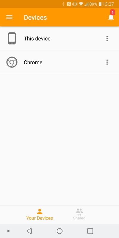 連携しているデバイスの一覧画面。「Chrome」はChrome拡張機能をインストールしているPCのこと