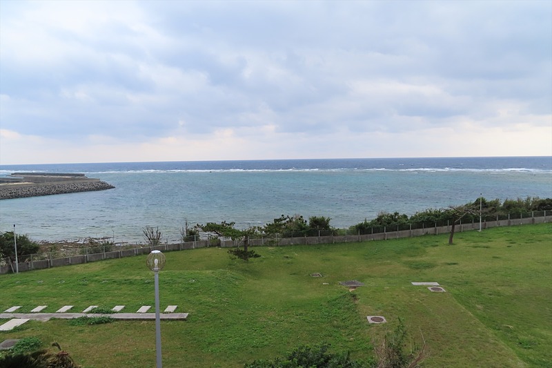 屋上から見た海辺の風景
