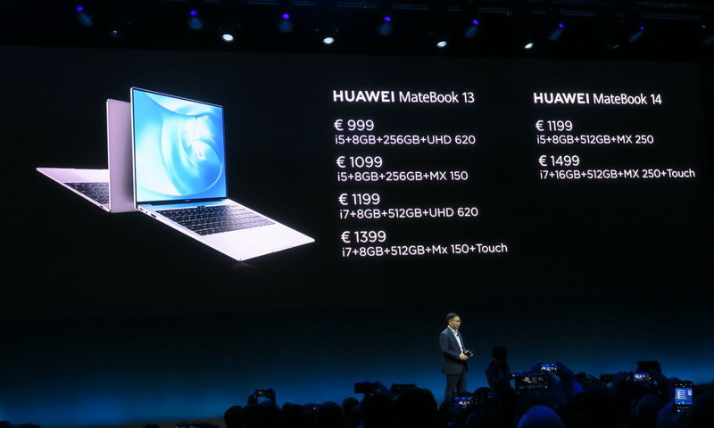 「MateBook 13」は999ユーロから、「MateBook 14」は1199ユーロから