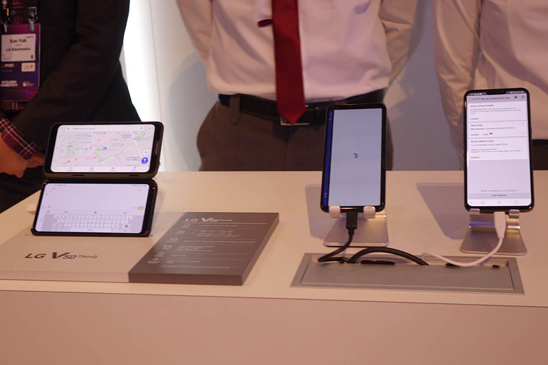 LGはエリクソンとスプリントと共同で動画配信などをデモ。Sub-6帯とミリ波の両方に対応
