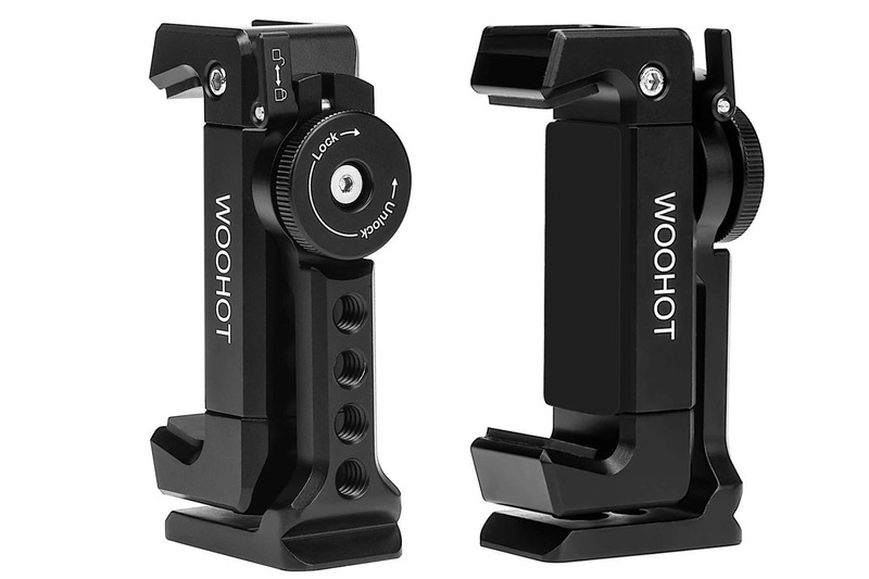 Woohotブランド品。税込2588円でした。スマートフォンホルダーで、Osmo Pocketを固定する機能もある、という感じの製品。アルミ製でつくりがよく、工作精度も高いです。ネジ穴も豊富なので、スマートフォン用リグをつくる場合にも使えそう。