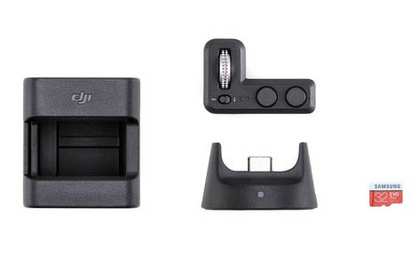 DJIのOsmo Pocket拡張キットはアクセサリーの3点セット。右写真はOsmo Pocketコントローラーホイールです。