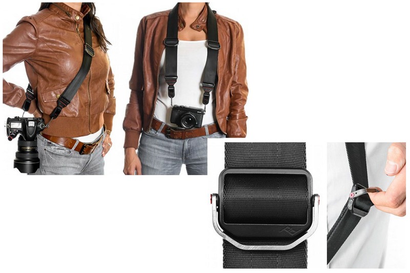 筆者が使っているPeak Design製品。これはストラップ類ですが、カメラのストラップホールに装着するパーツ（アンカー）とストラップ側の金具（リンク）を接続する独自のしくみが便利です。1本のストラップを複数のカメラで共有したりできますし、必要に応じて手早く別タイプのストラップへと交換することもできます。