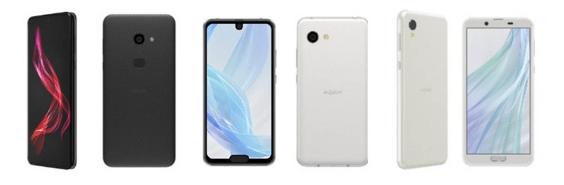 左から「AQUOS zero」「AQUOS R2 compact」「AQUOS sense2」