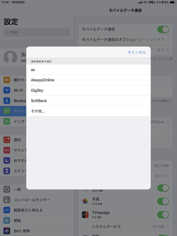 eSIMのメニュー。表示されている4社のほか、手動で追加できるサービスも登録可能