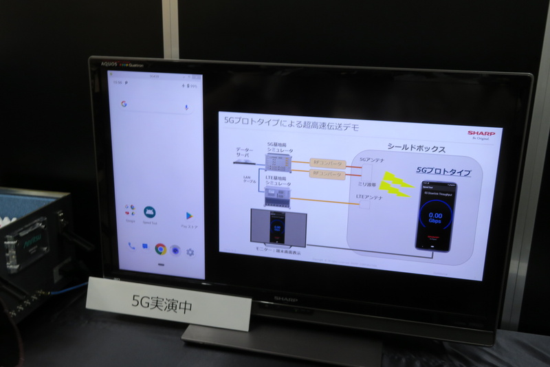発表会で展示されていた5Gプロトタイプのデモ
