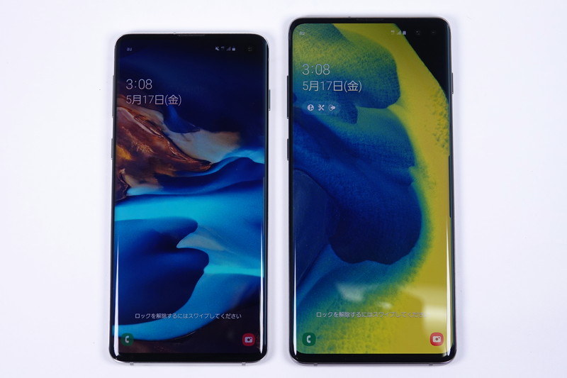 Galaxy S10 SCV41（左）、Galaxy S10＋ SCV42（右）
