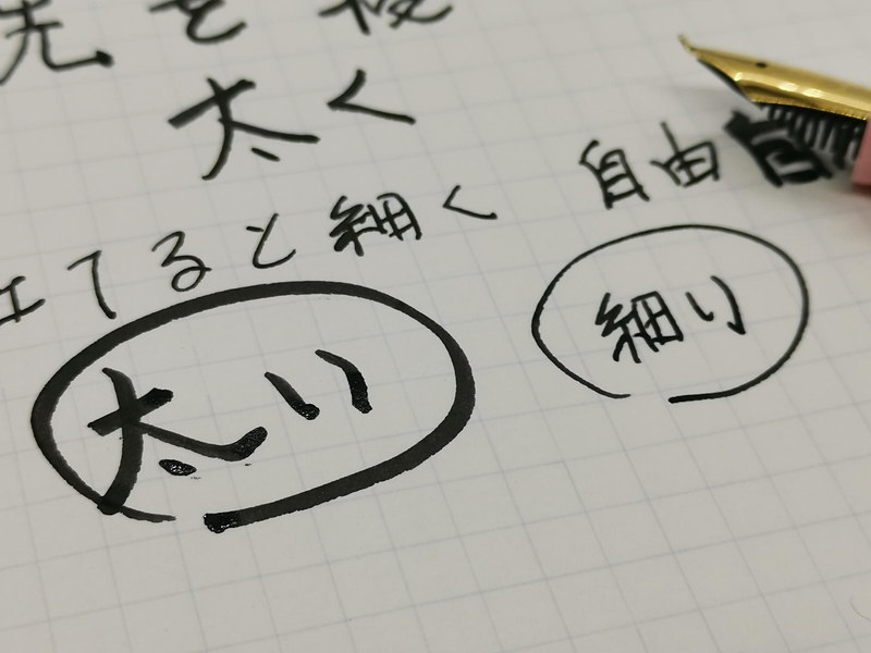 慣れてきてペン先の寝かせる角度を自分で意識して調整出来ればカリグラフィーペンのようにも使えそう