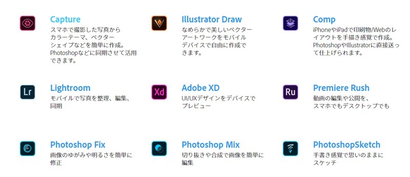 主なモバイルアプリ