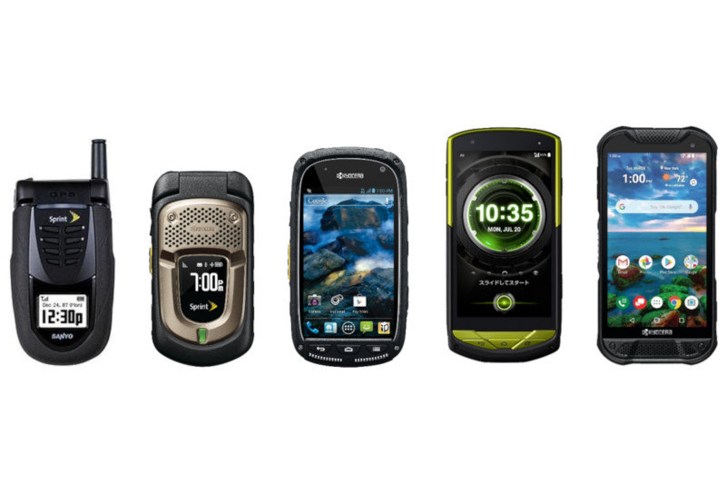 左から、SCP-7050、DuraXT、TORQUE、TORQUE G02、DuraForce PRO 2