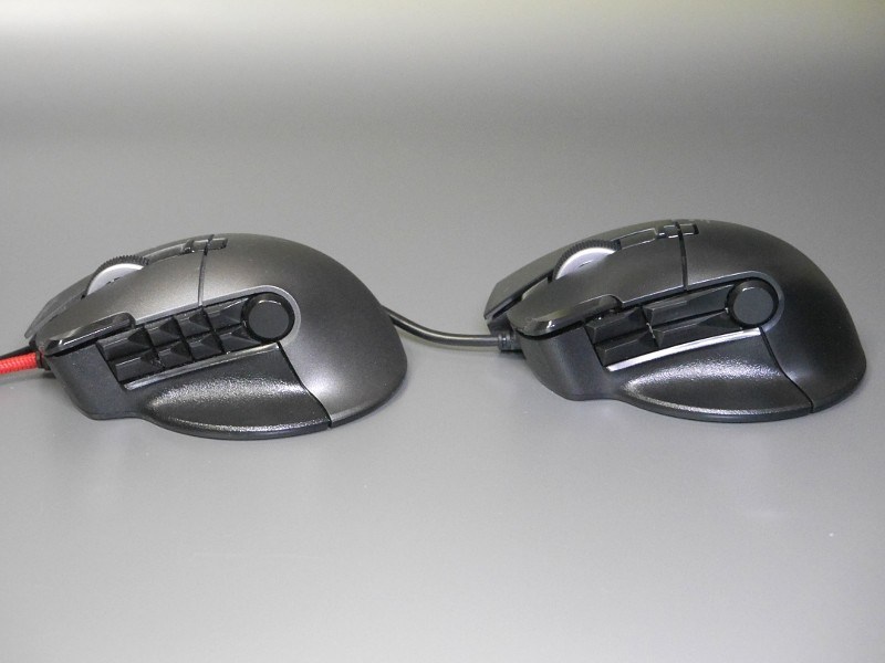 側面ボタンの比較。上位モデルは9ボタン、本製品は5ボタンと差がある