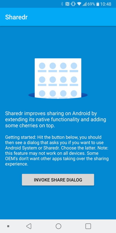 もしくはSharedrを起動した後の画面上のボタンをクリックして共有メニューを表示させる