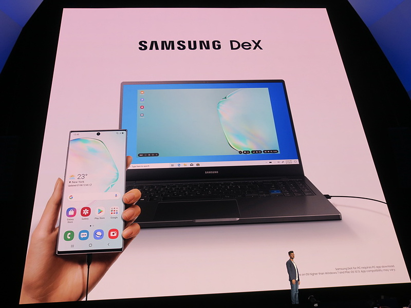 Windowsパソコンに接続して、デスクトップにDeXの画面をウィンドウ表示