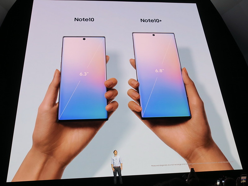 Galaxy Note10は6.3インチ、Galaxy Note10＋は6.8インチのディスプレイを搭載