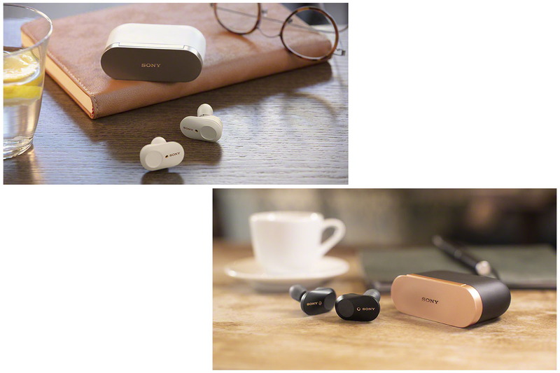 2019年7月13日発売のソニー「WF-1000XM3」。スマートフォンなどの音源とヘッドホン（イヤホン）がワイヤレス接続なのに加え、ヘッドホン左右もワイヤレス接続である「完全ワイヤレス」ヘッドホンであり、さらに強力なNC（ノイズキャンセリング）機能も搭載しています。充電器となる専用ケースが付属し、出先でも手軽に充電可能。カラーはプラチナシルバーとブラックが用意されています。ソニーストアでの価格は2万5880円（税別）。