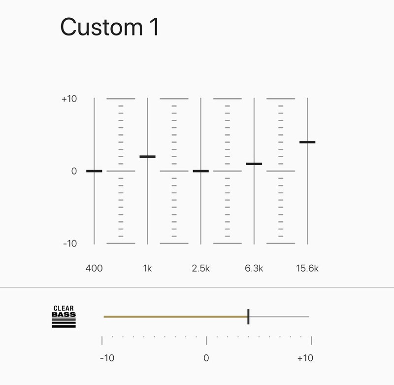 「Headphones Connect」でWF-1000XM3のイコライザー設定を行っている様子。プリセット×8種とユーザーカスタマイズ可能な3種の合計11種類のイコライザー設定から選べます。